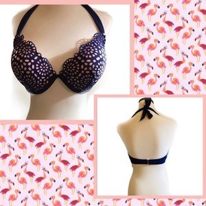 Shade and Shore Indigo Blue and Pink Bikini Top